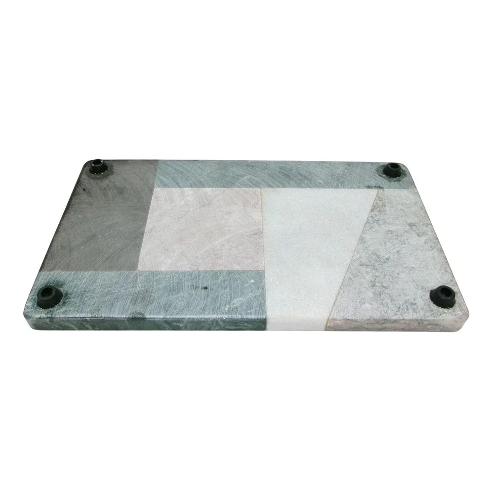 Geometric Marble Inlay Cutting Board Green Pink Black Cheese Serving Tray